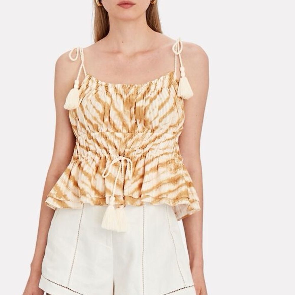 Ulla Johnson Rio NWT Women's Sand Tie‎ Dye Peplum Top Sz 6